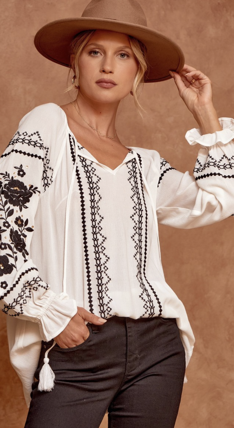 rosette embroidered blouse — Dale Michele